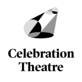 Celebration Theatre Logo Vertical Grayscale White Background